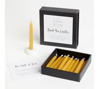Velas de agradecimiento de Cotton & Grey - 12 velas de cera de abeja pura de veinte minutos con soporte de cerámica