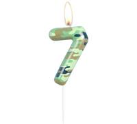 Velas de camuflaje para 7º cumpleaños, número 7, vela temática del ejército, decoración de pastel de camuflaje para fiesta de cumpleaños número 7, decoración de pastel para niños, cumpleaños, caza