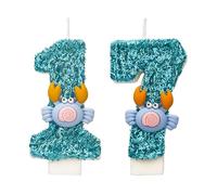 Velas de cangrejo número 17, velas azules de cumpleaños número 17 para pastel, hechas a mano con purpurina brillante, decoración para tarta de feliz cumpleaños, perfectas para fiestas temáticas de