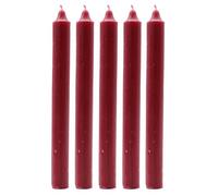 Velas de cena de color sólido, paquete de 5 velas hechas a mano, 20 cm x 2 cm, aspecto rústico, estilo bistró (borgoña rústico)