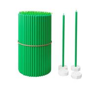 Velas de cera de abeja pura para el hogar: 100 velas candelabro delgadas y altas + 4 soportes, completamente naturales, para oraciones en la iglesia, pastel de cumpleaños y Adviento de Navidad