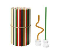 Velas de cera de abeja pura para el hogar: 100 velas candelabro delgadas y altas + 4 soportes, completamente naturales, para oraciones en la iglesia, pastel de cumpleaños y Adviento de Navidad