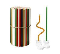 Velas de cera de abeja pura para el hogar: 200 velas candelabro delgadas y altas + 5 soportes, completamente naturales, para oraciones en la iglesia, pastel de cumpleaños y Adviento de Navidad