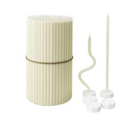 Velas de cera de abeja pura para el hogar: 200 velas candelabro delgadas y altas + 5 soportes, completamente naturales, para oraciones en la iglesia, pastel de cumpleaños y Adviento de Navidad