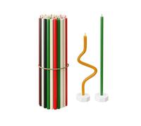 Velas de cera de abeja pura para el hogar: 40 velas candelabro delgadas y altas + 2 soportes, completamente naturales, para oraciones en la iglesia, pastel de cumpleaños y Adviento de Navidad