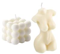 Velas de cera de soja en forma de cubo de burbuja, forma de cuerpo femenino, decoración estética del hogar, juego de 2 velas perfumadas para uso doméstico y regalo