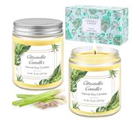 Velas de Citronela Exterior 2 x 8 Oz Cera de Soja Juego de Vela Citronela para Jardín Camping Picnic Fiestas Viajes Interior Hogar Citronela Velas