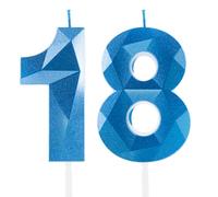 Velas de Cumpleaños 18 Años Azul Real, Decoraciones para Niños y Niñas, Royal Blue Número 18 3D para Tarta, Topper de Vela Azul Zafiro, Suministros para Fiestas, Bodas y Aniversarios