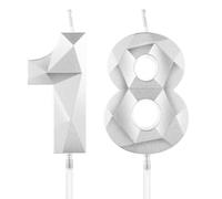 Velas de Cumpleaños 18 Años Plata, Decoraciones para Hombres y Mujeres, Número 18 3D para Tarta, Topper de Vela Plata, Suministros para Fiestas, Bodas y Aniversarios