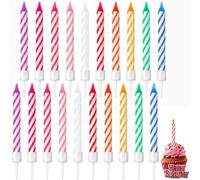 Velas de Cumpleaños,20 piezas Velas de Cumpleaños Coloridas de Arcoíris Velas de Pastel de Cumpleaños Cupcakes Vela para La Decoración Del Banquete de Boda de Cumpleaños