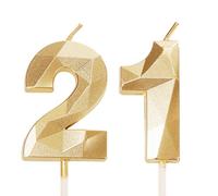 Velas de Cumpleaños 21, Velas Doradas Número 21 Feliz Cumpleaños, Niños Niñas Ella Él Mujeres Hombres Decoraciones para Tarta Fiesta de Cumpleaños 21 Años Boda Aniversario Celebración Suministros