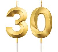 Velas de Cumpleaños 30 Velas de Numeros de Pastel Topper Decoración de Pastel de Feliz Cumpleaños para Fiesta de Cumpleaños Boda Aniversario Celebración
