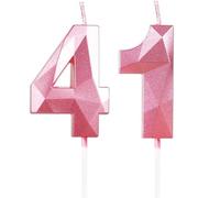 Velas de Cumpleaños 41 Años Rosa, Decoraciones para Hombres y Mujeres, Número 41 3D para Tarta, Topper de Vela Rosa, Suministros para Fiestas, Bodas y Aniversarios