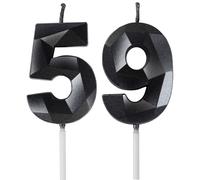Velas de Cumpleaños 59 Años Negro, Decoraciones para Hombres y Mujeres, Número 59 3D para Tarta, Topper de Vela Negro, Suministros para Fiestas, Bodas y Aniversarios