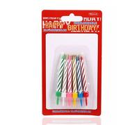 Velas de cumpleaños a rayas, imposibles de apagar - paquete de 6