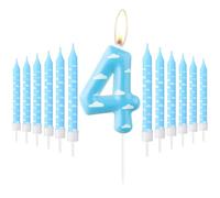 Velas de cumpleaños azules y blancas, nubes blancas del cielo, velas número 4, adecuadas para fiestas de baño de bebés, fiestas de cumpleaños infantiles, cuidado de actividades temáticas de niños
