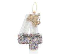 Velas de cumpleaños con corona dorada, velas número 4 para pastel, velas doradas, vela de feliz 4º cumpleaños, velas de pastel de cisne blanco, decoración de pastel para niñas y mujeres, decoración de