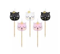 Velas de cumpleaños con forma de cabeza de gato, 5 uds.