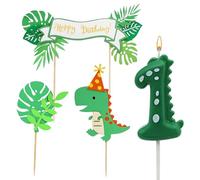 Velas de cumpleaños con números 1, velas de dinosaurio con decoración para tartas de dinosaurio, 1 cumpleaños, decoración de dinosaurio Happy Birthday Cake Topper, decoración de cumpleaños de