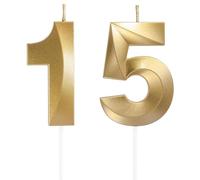 Velas de cumpleaños con números 15/51, velas doradas para cumpleaños, velas en forma de números, decoración para tartas de cumpleaños, fiestas, bodas, fiestas de empresa, aniversarios, cumpleaños