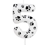 Velas de cumpleaños con números de pata de perro en blanco y negro, velas de cumpleaños temáticas de huellas de perro, velas de cumpleaños para cumpleaños de niños y niñas, suministros de fiesta de