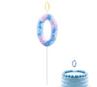 Velas de Cumpleaños con Números Dibujos Animados de Anime, Vela Pastel Monstruo Azul Adorno Pastel Hawaiano con Hojas y Flores para Decoración Cumpleaños Suministros para Fiestas (0)