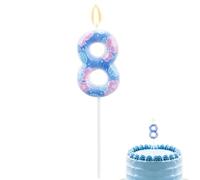 Velas de Cumpleaños con Números Dibujos Animados de Anime, Vela Pastel Monstruo Azul Adorno Pastel Hawaiano con Hojas y Flores para Decoración Cumpleaños Suministros para Fiestas (8)
