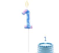 Velas de Cumpleaños con Números Dibujos Animados de Anime, Vela Pastel Monstruo Azul Adorno Pastel Hawaiano con Hojas y Flores para Decoración Cumpleaños Suministros para Fiestas (1)