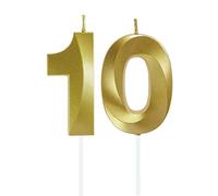 Velas de Cumpleaños con Números Velas Cumpleaños Decoracion Tartas Cumpleaños Toppers de Pastel Decorativo,para Fiesta de Cumpleaños Boda Aniversario Celebración Oro (Número 10)