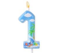 Velas de Cumpleaños con Temática Oceánica, Adorno para Tarta con Número Inspirado en Dibujos Hawaianos para Baby Shower Fiestas Oceánicas (Número 1)