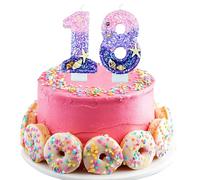 Velas de Cumpleaños de 18 Años, Vela de Cumpleaños Rosa Morada, Velas de Sirena Número 18, Decoración de Tarta de Cumpleaños para Cumpleaños de Fiesta Temática de Sirena(18)