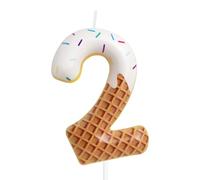 Velas de Cumpleaños de Helado, Decoraciones Coloridas para Pastel, Vela Número 2, Tema de Helado para Niñas y Niños