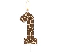 Velas de cumpleaños de jirafa, velas de cumpleaños de jirafa, vela marrón número 1 para pastel, decoración de pastel de jirafa, temática de animales de la selva para decoración de fiesta de primer