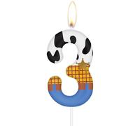 Velas de cumpleaños de juguete, 3er cumpleaños de vaqueros, decoraciones de fiesta de juegos de juguete, velas temáticas de historia azul