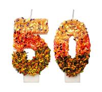 Velas de cumpleaños de lentejuelas, 50 números, 3D multicolor, 50 velas de cumpleaños para tartas, hechas a mano, purpurina brillante, decoración para tartas de cumpleaños, perfectas para fiestas de