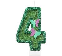 Velas de Cumpleaños de Mariposas con Purpurina 4, Velas de Mariposa Verde Número 4 para Pastel, Decoraciones para el 4º Cumpleaños de Niñas, Velas de Mariposa Temáticas de Hadas, Adornos de Pastel