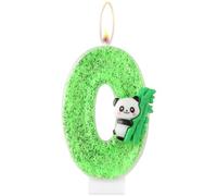 Velas de cumpleaños de panda, vela de cumpleaños de panda, velas verdes con número 0 para pasteles, decoraciones de cumpleaños de niñas y niños, velas de panda verde como adornos para tartas para