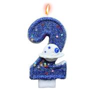 Velas De Cumpleaños En Forma De Figura, Azul En Forma De Planeta Espacial, 0, 1, 2, 3, 4, 5, 6, 7, 8, 9 Decoración De Pastel Velas De Cumpleaños