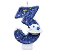 Velas De Cumpleaños En Forma De Figura, Azul En Forma De Planeta Espacial, 0, 1, 2, 3, 4, 5, 6, 7, 8, 9 Decoración De Pastel Velas De Cumpleaños