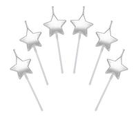 Velas de Cumpleaños en Forma Estrella,6 Pcs Velas únicas para Decorar Pastel de Fiesta di Cumpleaños y Bodas,Velas Decorativas para Decoración un Tarta Plateado