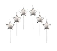 Velas de Cumpleaños en Forma Estrella,6 Pcs Velas únicas para Decorar Pastel de Fiesta di Cumpleaños y Bodas,Velas Decorativas para Decoración un Tarta,Plateado