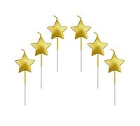 Velas de Cumpleaños en Forma Estrella,6 Pcs Velas únicas para Decorar Pastel de Fiesta di Cumpleaños y Bodas,Velas Decorativas para Decoración un Tarta,Oro