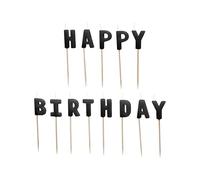 Velas de cumpleaños Happy Birthday 2,5 cm - Juego de 13 velas con letras letras cumpleaños - Decoración de cumpleaños - Velas para tartas - Decoración para tartas - Decoración para tartas Negro