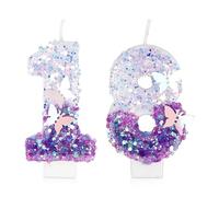 Velas de cumpleaños moradas de 18 mariposas, vela número 18, velas numéricas de lentejuelas con purpurina 3D, vela de cumpleaños para pastel, vela de feliz primer cumpleaños, decoración de velas de