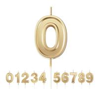 Velas de Cumpleaños Número 0, vela 3D número 0 para paste,Velas Doradas para feliz cumpleaños, decoración de pastel, Aniversario