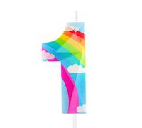 Velas de cumpleaños número 1 arco iris 3D diseñadas velas decoraciones pastel feliz cumpleaños vela para niñas jóvenes mujeres aniversario celebraciones fiesta suministros
