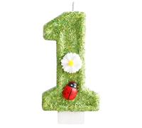Velas de cumpleaños número 1 con diseño de mariquita verde, margaritas blancas para decoración de pasteles, fiesta de cumpleaños, boda, aniversario, celebración