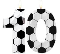 Velas de cumpleaños número 10, velas de fútbol con diseño 3D, decoración de pastel temática fútbol para hombres y niños, fiesta, suministros de celebración
