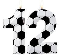Velas de cumpleaños número 12, velas de fútbol con diseño de diamantes 3D, decoración de pastel con temática de fútbol para hombres y niños, fiesta de cumpleaños, suministros de celebración para