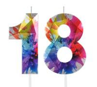 Velas de cumpleaños número 18 de grafiti coloridas para pastel, vela de número 18 para decoraciones de 18 cumpleaños, decoración de pastel de diseño 3D para niños y niñas, bodas, suministros de